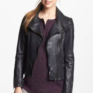SOIA & KYO, Zip Collar Leather Jacket, Size M, New
